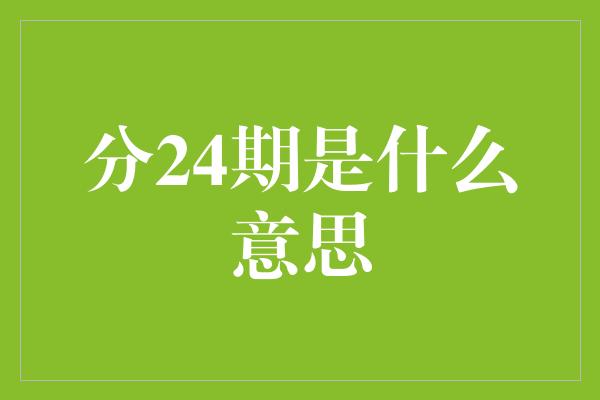 分24期是什么意思