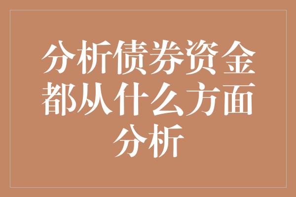 分析债券资金都从什么方面分析