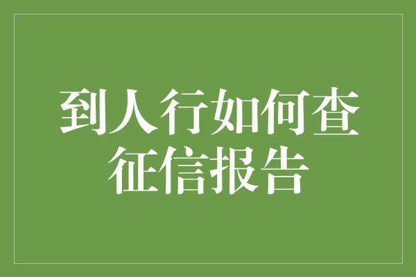 到人行如何查征信报告