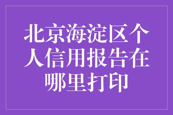 北京海淀区个人信用报告在哪里打印