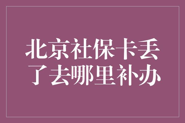 北京社保卡丢了去哪里补办