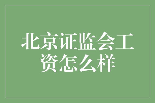 北京证监会工资怎么样