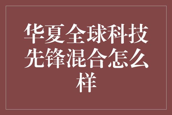 华夏全球科技先锋混合怎么样