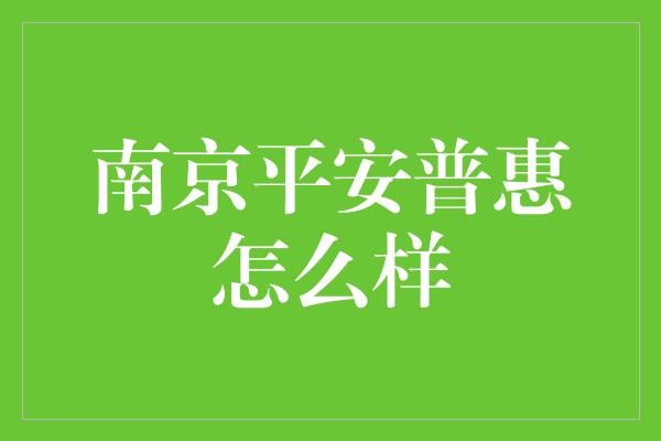 南京平安普惠怎么样