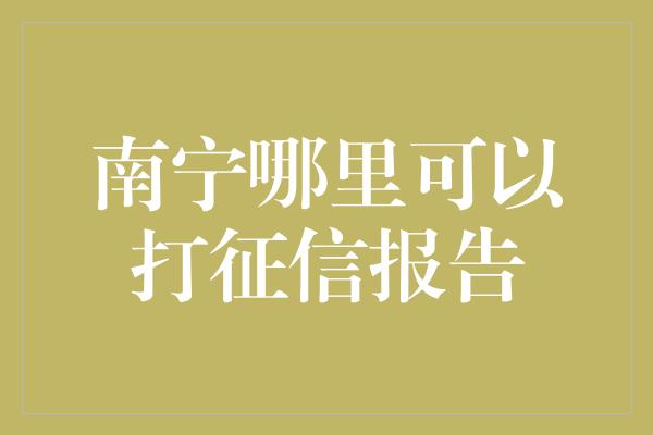 南宁哪里可以打征信报告