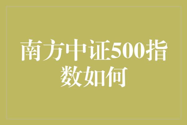 南方中证500指数如何