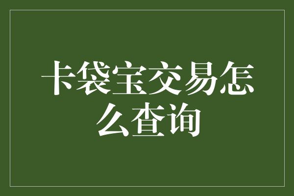 卡袋宝交易怎么查询