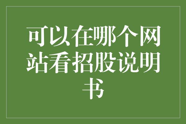 可以在哪个网站看招股说明书