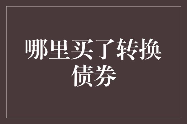 哪里买了转换债券