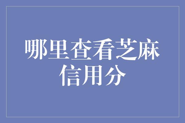 哪里查看芝麻信用分