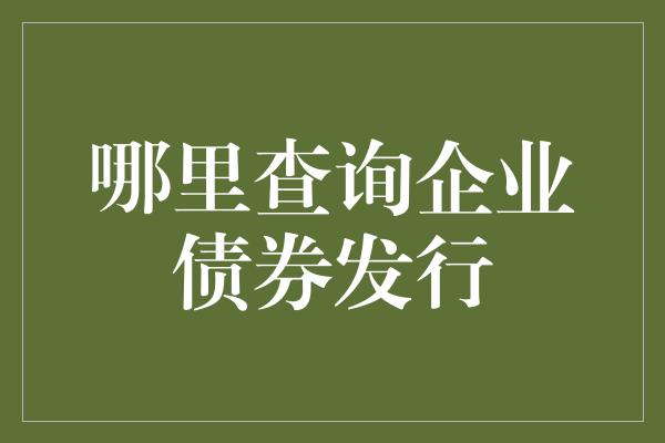 哪里查询企业债券发行