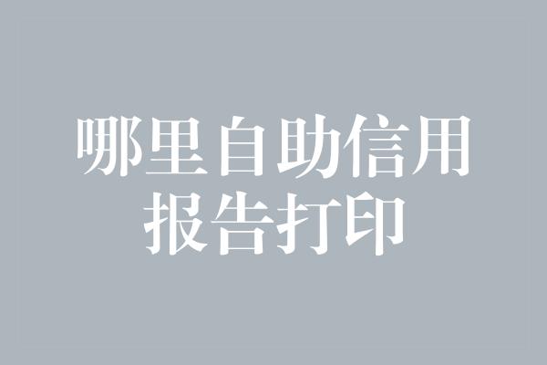 哪里自助信用报告打印