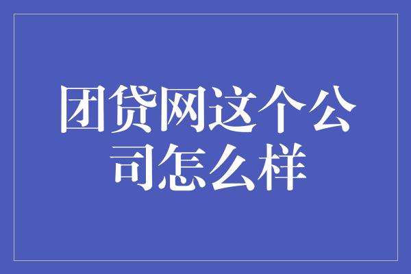 团贷网这个公司怎么样