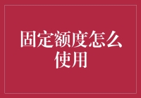 固定额度怎么使用：策略与技巧