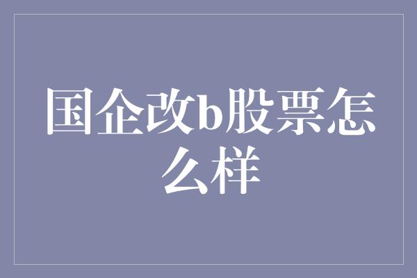 国企改b股票怎么样