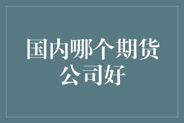 国内哪个期货公司好