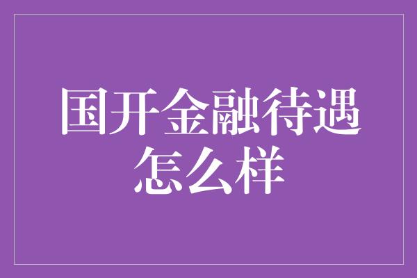 国开金融待遇怎么样