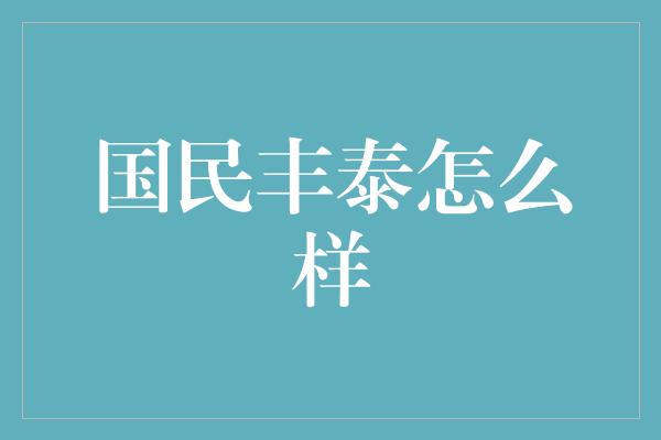 国民丰泰怎么样