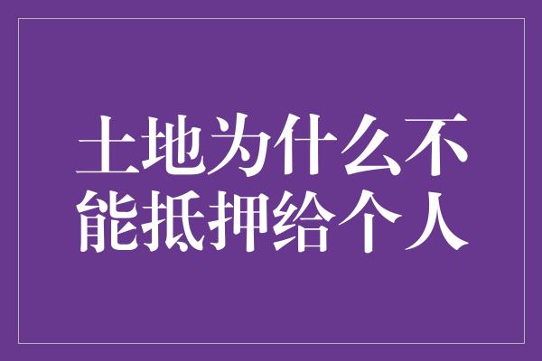 土地为什么不能抵押给个人