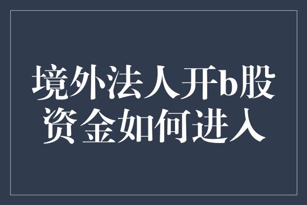 境外法人开b股资金如何进入