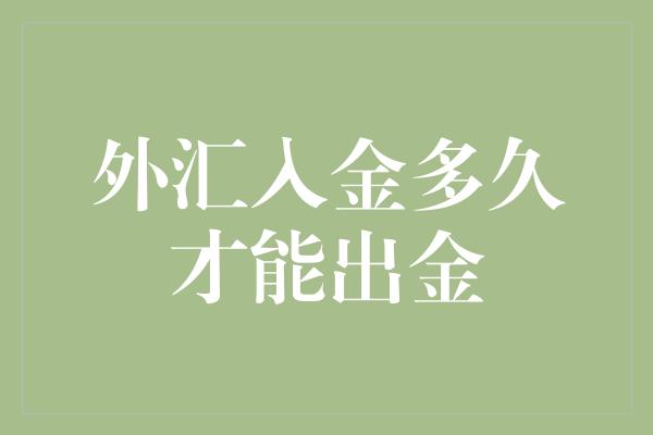 外汇入金多久才能出金