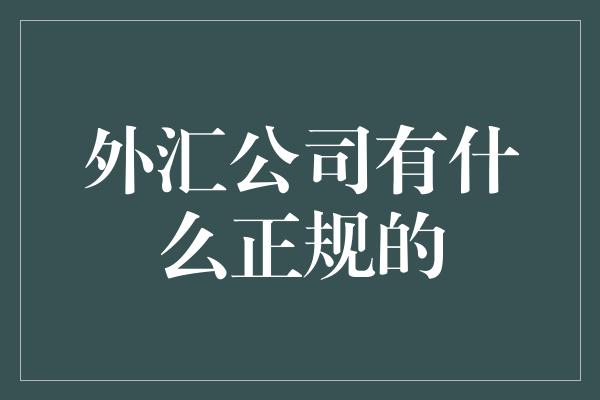 外汇公司有什么正规的