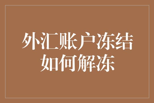 外汇账户冻结如何解冻