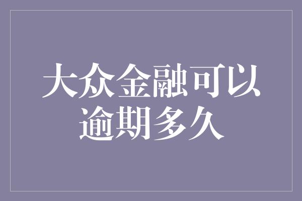 大众金融可以逾期多久