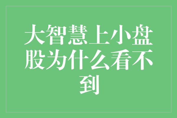 大智慧上小盘股为什么看不到