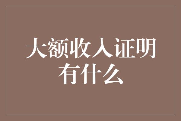 大额收入证明有什么