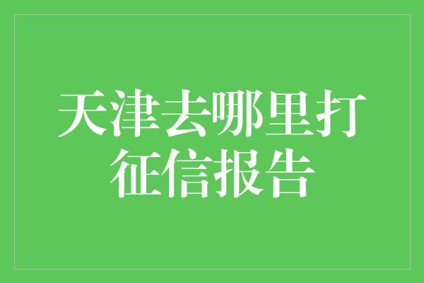 天津去哪里打征信报告