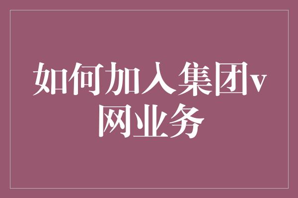 如何加入集团v网业务