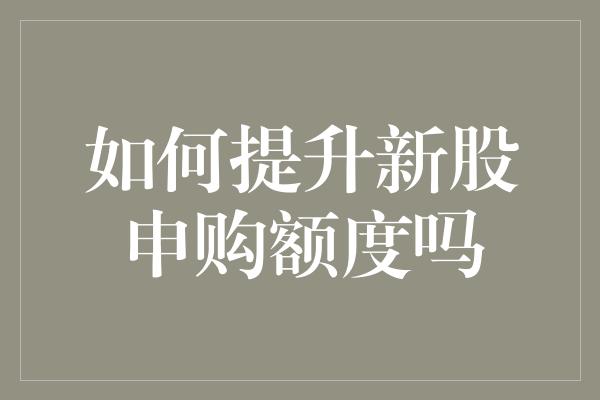 如何提升新股申购额度吗