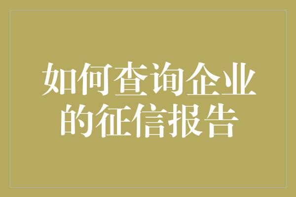 如何查询企业的征信报告