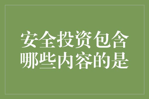 安全投资包含哪些内容的是