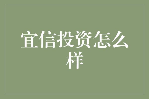 宜信投资怎么样