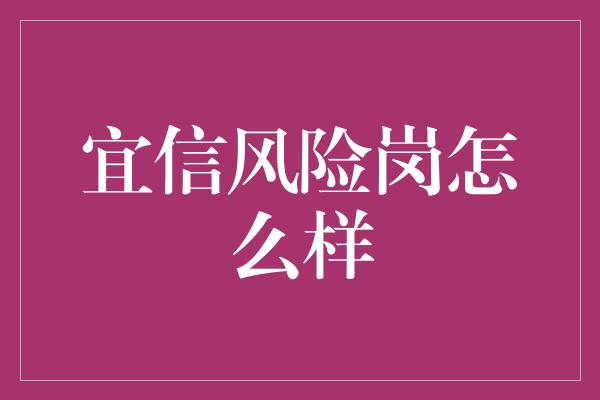 宜信风险岗怎么样