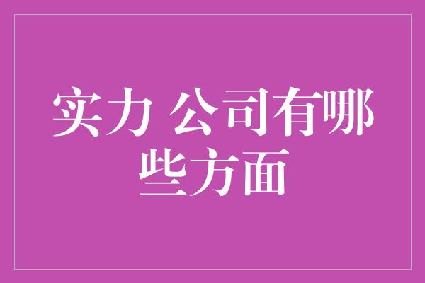 实力 公司有哪些方面