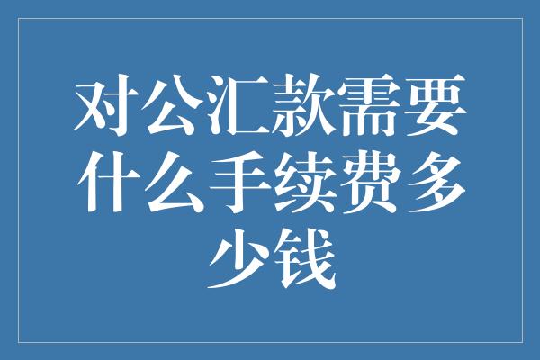 对公汇款需要什么手续费多少钱