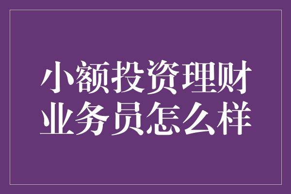 小额投资理财业务员怎么样