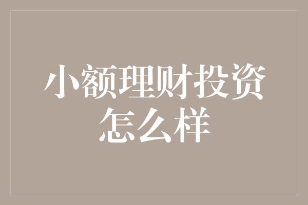 小额理财投资怎么样