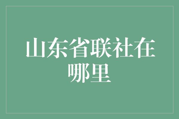 山东省联社在哪里