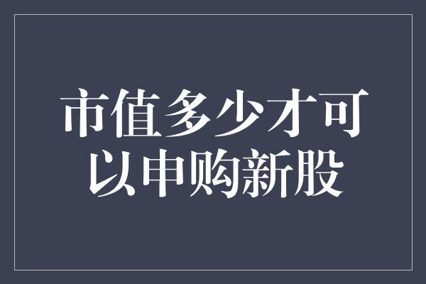 市值多少才可以申购新股