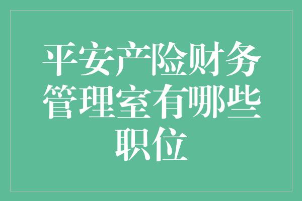 平安产险财务管理室有哪些职位