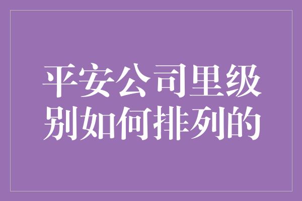 平安公司里级别如何排列的