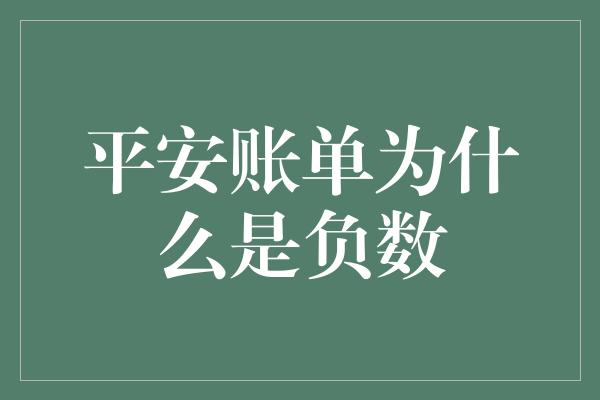 平安账单为什么是负数