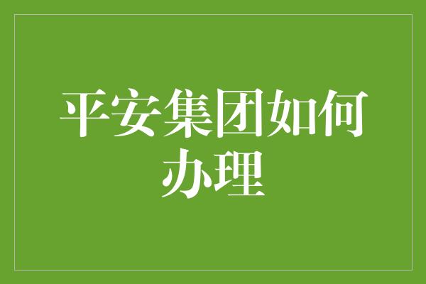 平安集团如何办理