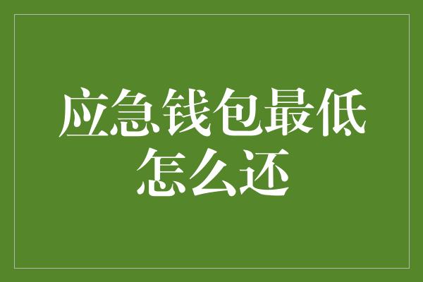 应急钱包最低怎么还