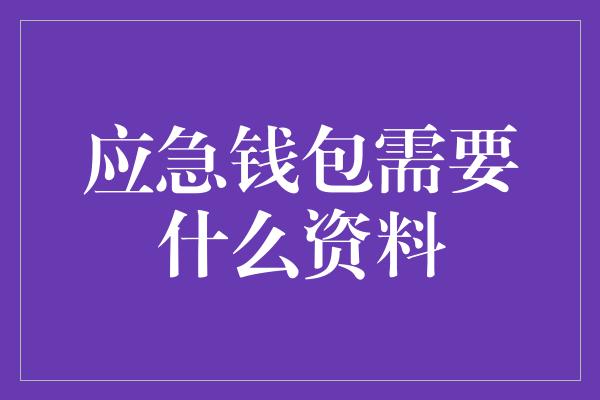 应急钱包需要什么资料