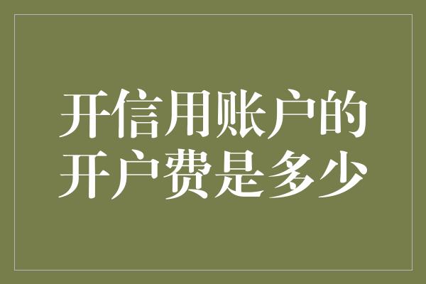 开信用账户的开户费是多少